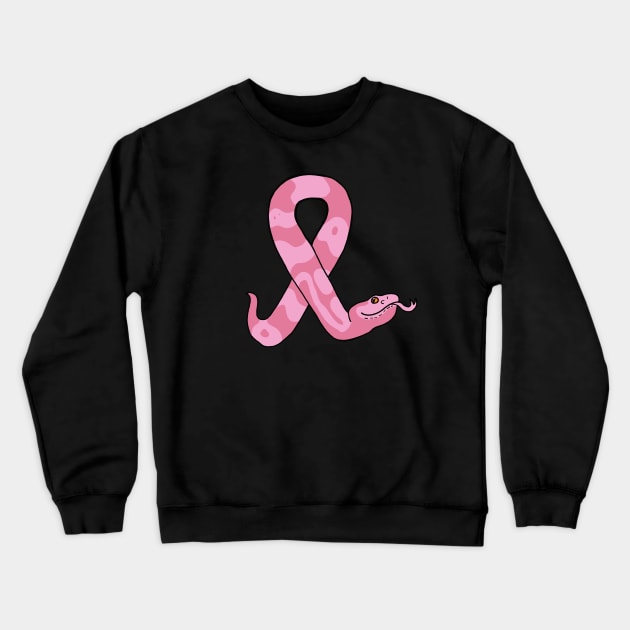 Pink Ribbon Copperhead Snake Crewneck Sweatshirt by SNK Kreatures